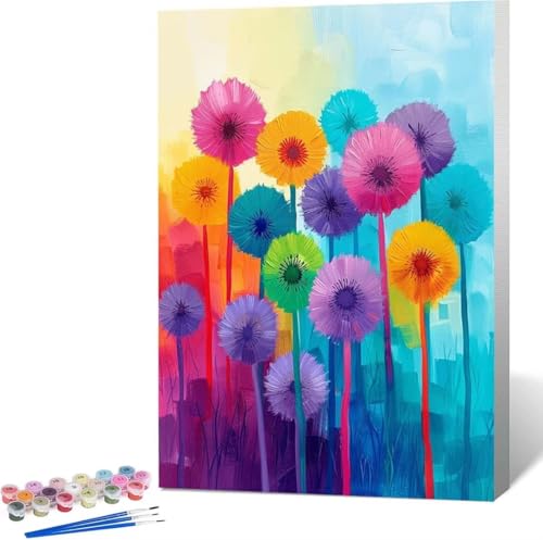 Blume Malen Nach Zahlen LöWenzahn Malen Nach Zahlen Erwachsene Rahmenlos Paint by Numbers Kit, DIY Malen Nach Zahlen Kinder mit Pinseln und Acrylfarben, für Geschenke und Heimdekoration 100x135 cm 8-S von Zgcoyeo