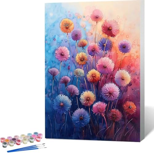 Blume Malen Nach Zahlen LöWenzahn Malen Nach Zahlen Erwachsene Rahmenlos Paint by Numbers Kit, DIY Malen Nach Zahlen Kinder mit Pinseln und Acrylfarben, für Geschenke und Heimdekoration 70x95 cm Y-A von Zgcoyeo