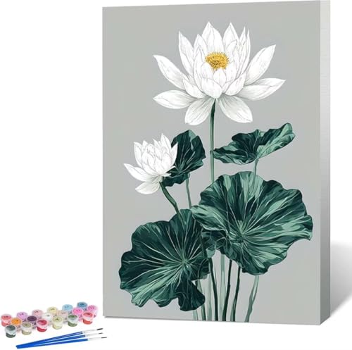 Blume Malen Nach Zahlen Lotus Malen Nach Zahlen Erwachsene Rahmenlos Paint by Numbers Kit, DIY Malen Nach Zahlen Kinder mit Pinseln und Acrylfarben, für Geschenke und Heimdekoration 100x135 cm 0-0 von Zgcoyeo