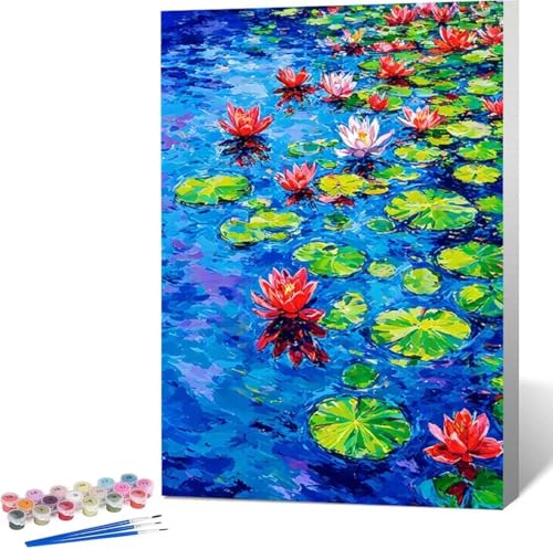 Blume Malen Nach Zahlen Lotus Malen Nach Zahlen Erwachsene Rahmenlos Paint by Numbers Kit, DIY Malen Nach Zahlen Kinder mit Pinseln und Acrylfarben, für Geschenke und Heimdekoration 100x135 cm M-3 von Zgcoyeo