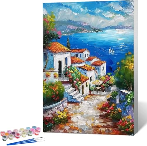 Blume Malen Nach Zahlen Meer Malen Nach Zahlen Erwachsene Rahmenlos Paint by Numbers Kit, DIY Malen Nach Zahlen Kinder mit Pinseln und Acrylfarben, für Geschenke und Heimdekoration 100x135 cm B-G von Zgcoyeo