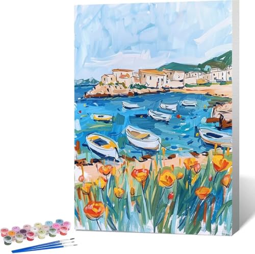 Blume Malen Nach Zahlen Meer Malen Nach Zahlen Erwachsene Rahmenlos Paint by Numbers Kit, DIY Malen Nach Zahlen Kinder mit Pinseln und Acrylfarben, für Geschenke und Heimdekoration 100x135 cm F-7 von Zgcoyeo