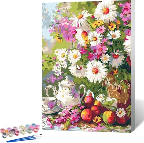 Blume Malen Nach Zahlen Obst Malen Nach Zahlen Erwachsene Rahmenlos Paint by Numbers Kit, DIY Malen Nach Zahlen Kinder mit Pinseln und Acrylfarben, für Geschenke und Heimdekoration 100x135 cm 1-9 von Zgcoyeo