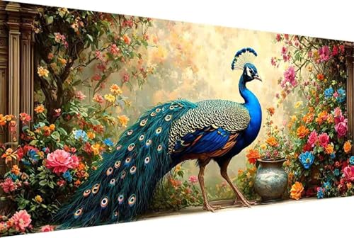 Blume Malen Nach Zahlen Pfau Malen Nach Zahlen Erwachsene Rahmenlos Paint by Numbers Kit, DIY Malen Nach Zahlen Kinder mit Pinseln und Acrylfarben, Heimdekoration Geschenke für Frauen 60x120cm -wL18 von Zgcoyeo