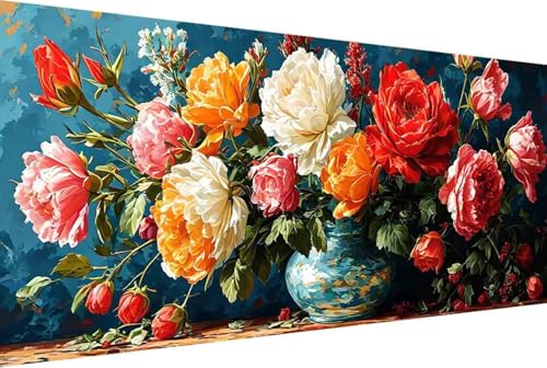 Blume Malen Nach Zahlen Rose Malen Nach Zahlen Erwachsene Rahmenlos Paint by Numbers, mit Pinseln und Acrylfarben Leinwand Art Kits Paint by Numbers Adult für Geschenke und Home Haus Deko 30x60cm -6h7 von Zgcoyeo