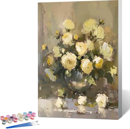 Blume Malen Nach Zahlen Rose Malen Nach Zahlen Erwachsene Rahmenlos Paint by Numbers Kit, DIY Malen Nach Zahlen Kinder mit Pinseln und Acrylfarben, für Geschenke und Heimdekoration 100x135 cm 3-3 von Zgcoyeo