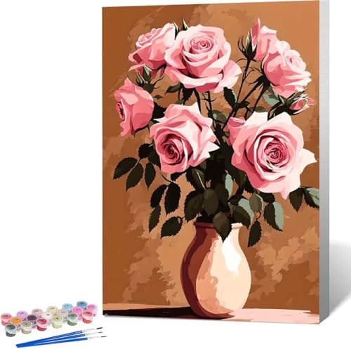 Blume Malen Nach Zahlen Rose Malen Nach Zahlen Erwachsene Rahmenlos Paint by Numbers Kit, DIY Malen Nach Zahlen Kinder mit Pinseln und Acrylfarben, für Geschenke und Heimdekoration 100x135 cm 9-7 von Zgcoyeo