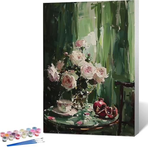 Blume Malen Nach Zahlen Rose Malen Nach Zahlen Erwachsene Rahmenlos Paint by Numbers Kit, DIY Malen Nach Zahlen Kinder mit Pinseln und Acrylfarben, für Geschenke und Heimdekoration 100x135 cm G-1 von Zgcoyeo