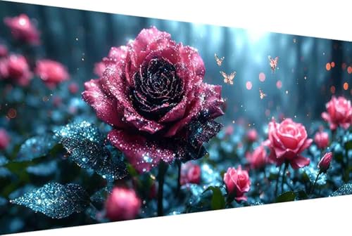 Blume Malen Nach Zahlen Rote Rose Malen Nach Zahlen Erwachsene Gerahmt Paint by Numbers, mit Pinseln und Acrylfarben Leinwand Art Kits Paint by Numbers Adult Home Haus Deko Geschenke 100x200cm -73y6 von Zgcoyeo