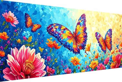 Blume Malen Nach Zahlen Schmetterling Malen Nach Zahlen Erwachsene Rahmenlos Paint by Numbers, mit Pinseln und Acrylfarben Leinwand Kits Paint by Numbers Adult Home Haus Deko Geschenke 100x200cm -3955 von Zgcoyeo