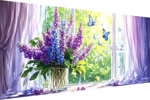 Blume Malen Nach Zahlen Schmetterling Malen Nach Zahlen Erwachsene Rahmenlos Paint by Numbers, mit Pinseln und Acrylfarben Leinwand Kits Paint by Numbers Adult Home Haus Deko Geschenke 30x60cm -40r1 von Zgcoyeo