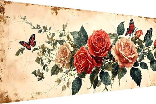 Blume Malen Nach Zahlen Schmetterling Malen Nach Zahlen Erwachsene Rahmenlos Paint by Numbers, mit Pinseln und Acrylfarben Leinwand Kits Paint by Numbers Adult Home Haus Deko Geschenke 30x60cm -42kH von Zgcoyeo