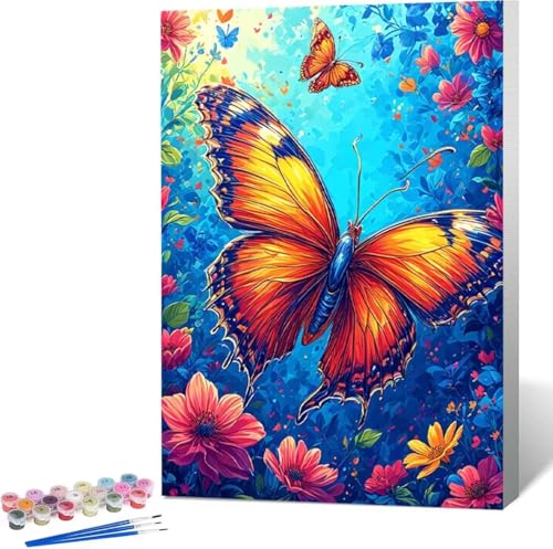 Blume Malen Nach Zahlen Schmetterling Malen Nach Zahlen Erwachsene Rahmenlos Paint by Numbers Kit, DIY Malen Nach Zahlen Kinder mit Pinseln und Acrylfarben, Geschenke und Heimdekoration 100x135 cm F-1 von Zgcoyeo