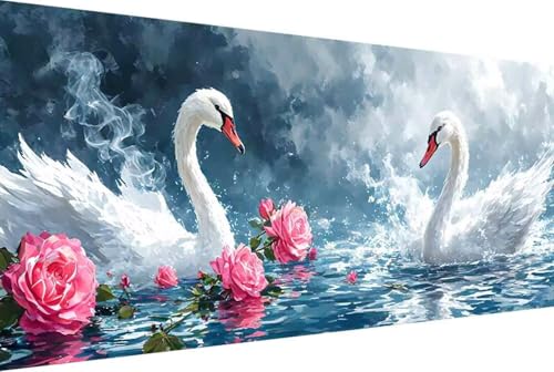 Blume Malen Nach Zahlen Schwan Malen Nach Zahlen Erwachsene Gerahmt Paint by Numbers, mit Pinseln und Acrylfarben Leinwand Art Kits Paint by Numbers Adult Geschenke und Home Haus Deko 100x200cm -73rT von Zgcoyeo