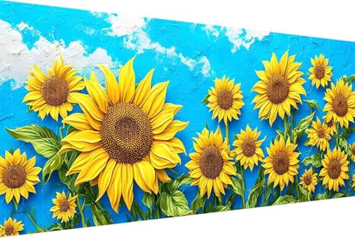 Blume Malen Nach Zahlen Sonnenblume Malen Nach Zahlen Erwachsene Rahmenlos Paint by Numbers, mit Pinseln und Acrylfarben Leinwand Kits Paint by Numbers Adult Home Haus Deko Geschenke 100x200cm -47yV von Zgcoyeo