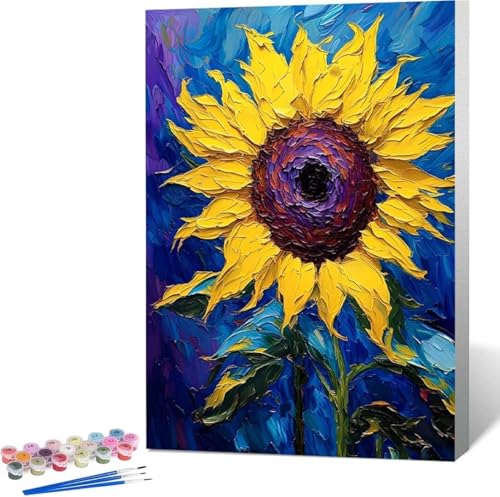 Blume Malen Nach Zahlen Sonnenblume Malen Nach Zahlen Erwachsene Rahmenlos Paint by Numbers Kit, DIY Malen Nach Zahlen Kinder mit Pinseln und Acrylfarben, Geschenke und Heimdekoration 100x135 cm W-1 von Zgcoyeo