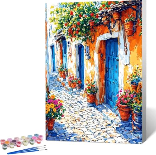 Blume Malen Nach Zahlen StraßE Malen Nach Zahlen Erwachsene Rahmenlos Paint by Numbers Kit, DIY Malen Nach Zahlen Kinder mit Pinseln und Acrylfarben, für Geschenke und Heimdekoration 100x135 cm 3-7 von Zgcoyeo