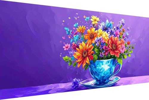 Blume Malen Nach Zahlen Tasse Malen Nach Zahlen Erwachsene Gerahmt Paint by Numbers, mit Pinseln und Acrylfarben Leinwand Art Kits Paint by Numbers Adult für Geschenke und Home Haus Deko 30x60cm -6952 von Zgcoyeo