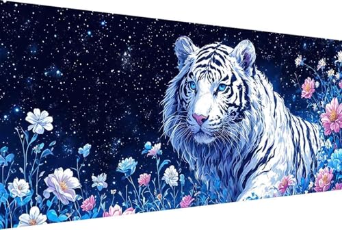 Blume Malen Nach Zahlen Tiger Malen Nach Zahlen Erwachsene Rahmenlos Paint by Numbers, mit Pinseln und Acrylfarben Leinwand Art Kits Paint by Numbers Adult Geschenke und Home Haus Deko 100x200cm -47k9 von Zgcoyeo