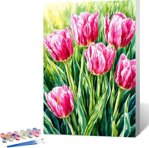 Blume Malen Nach Zahlen Tulpe Malen Nach Zahlen Erwachsene Rahmenlos Paint by Numbers Kit, DIY Malen Nach Zahlen Kinder mit Pinseln und Acrylfarben, für Geschenke und Heimdekoration 100x135 cm Z-N von Zgcoyeo