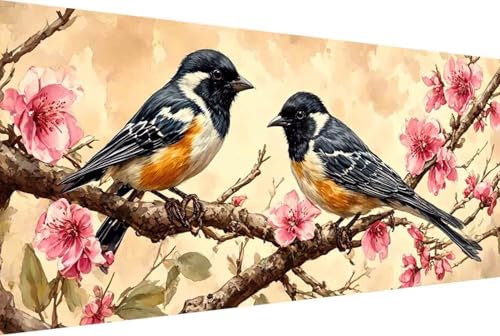 Blume Malen Nach Zahlen Vogel Malen Nach Zahlen Erwachsene Rahmenlos Paint by Numbers, mit Pinseln und Acrylfarben Leinwand Kits Paint by Numbers Adult für Geschenke und Home Haus Deko 30x60cm -225E von Zgcoyeo