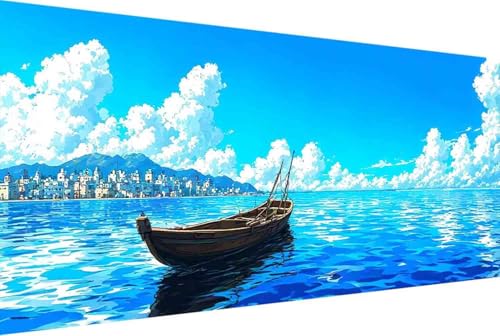 Boot Malen Nach Zahlen Erwachsene Rahmenlos Meer Malen Nach Zahlen Klein 30x60cm Paint by Numbers Adult mit Acrylfarben Set und 4 Pinsel Ölgemälde Leinwand Bastelset Geschenke und Heimdekoration -41r9 von Zgcoyeo