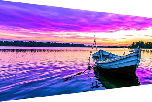 Boot Malen Nach Zahlen Erwachsene Rahmenlos Meer Malen Nach Zahlen XXL 100x200cm Paint by Numbers Adult mit Acrylfarben Set und 4 Pinsel Ölgemälde Leinwand Bastelset Geschenke und Heimdekoration -9r6 von Zgcoyeo