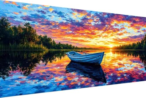 Boot Malen Nach Zahlen Landschaft Malen Nach Zahlen Erwachsene Gerahmt Paint by Numbers, mit Pinseln und Acrylfarben Leinwand Art Kits Paint by Numbers Adult Home Haus Deko Geschenke 50x100cm -71rH von Zgcoyeo