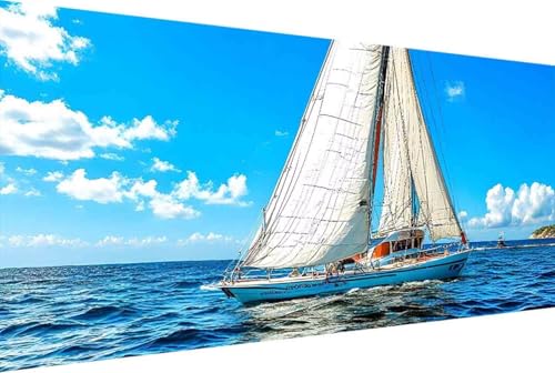 Boot Malen Nach Zahlen Meer Malen Nach Zahlen Erwachsene Gerahmt Paint by Numbers, mit Pinseln und Acrylfarben Leinwand Art Kits Paint by Numbers Adult für Geschenke und Home Haus Deko 100x200cm -71r8 von Zgcoyeo