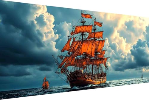 Boot Malen Nach Zahlen Meer Malen Nach Zahlen Erwachsene Rahmenlos Paint by Numbers, mit Pinseln und Acrylfarben Leinwand Kits Paint by Numbers Adult für Geschenke und Home Haus Deko 100x200cm -25k0 von Zgcoyeo