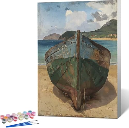 Boot Malen Nach Zahlen Meer Malen Nach Zahlen Erwachsene Rahmenlos Paint by Numbers Kit, DIY Malen Nach Zahlen Kinder mit Pinseln und Acrylfarben, für Geschenke und Heimdekoration 100x135 cm A-G von Zgcoyeo