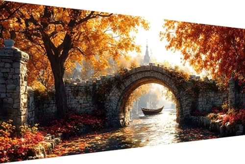 BrüCke Malen Nach Zahlen Erwachsene Rahmenlos Baum Malen Nach Zahlen XXL 80x160cm Paint by Numbers Adult mit Acrylfarben Set und 4 Pinsel Ölgemälde Leinwand Bastelset Heimdekoration Geschenke -11y2 von Zgcoyeo