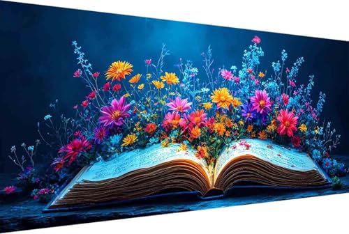 Buch Malen Nach Zahlen Blume Malen Nach Zahlen Erwachsene Rahmenlos Paint by Numbers, mit Pinseln und Acrylfarben Leinwand Kits Paint by Numbers Adult für Geschenke und Home Haus Deko 50x100cm -385G von Zgcoyeo