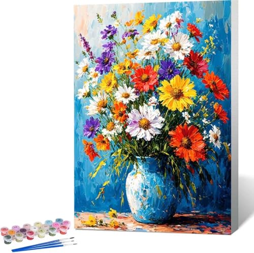 Chrysantheme Malen Nach Zahlen Blume Malen Nach Zahlen Erwachsene Rahmenlos Paint by Numbers Kit, DIY Malen Nach Zahlen Kinder mit Pinseln und Acrylfarben, Geschenke und Heimdekoration 100x135 cm 2-0 von Zgcoyeo