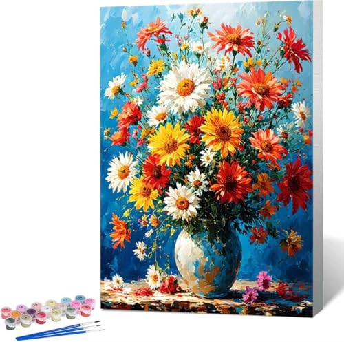 Chrysantheme Malen Nach Zahlen Blume Malen Nach Zahlen Erwachsene Rahmenlos Paint by Numbers Kit, DIY Malen Nach Zahlen Kinder mit Pinseln und Acrylfarben, Geschenke und Heimdekoration 100x135 cm 7-Y von Zgcoyeo