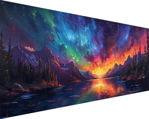 Diamond Painting Landschaft Diamond Painting Bilder Kinder, Aurora Diamond Painting Erwachsene Groß XXL 80x160cm, 5D Quadrat Diamond Art Stickerei Kreuzstich Set, Wandzimmer Deko Schlafzimmer 0-H-2 von Zgcoyeo