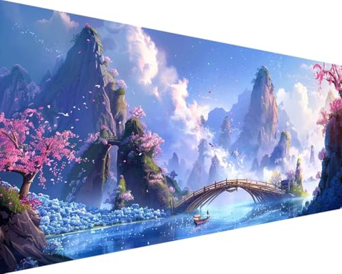 Diamond Painting Landschaft Diamond Painting Bilder Kinder, Fluss Diamond Painting Erwachsene Groß XXL 70x140cm, 5D Quadrat Diamond Art Stickerei Kreuzstich Basteln, Wandzimmer Deko Schlafzimmer 8-G-3 von Zgcoyeo