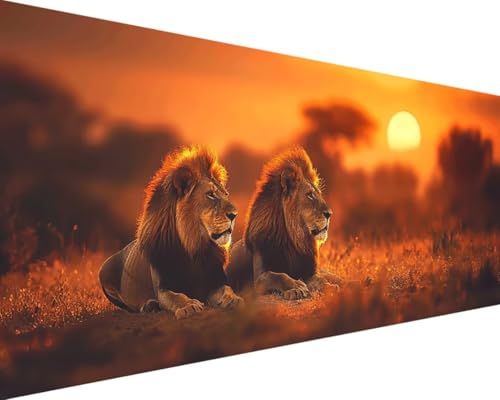 Diamond Painting Tier Diamond Painting Bilder Kinder, LöWe Diamond Painting Erwachsene Groß XXL 100x200cm, 5D Quadrat Diamond Art Stickerei Kreuzstich Basteln, Wandzimmer Deko Schlafzimmer 3-U-4 von Zgcoyeo