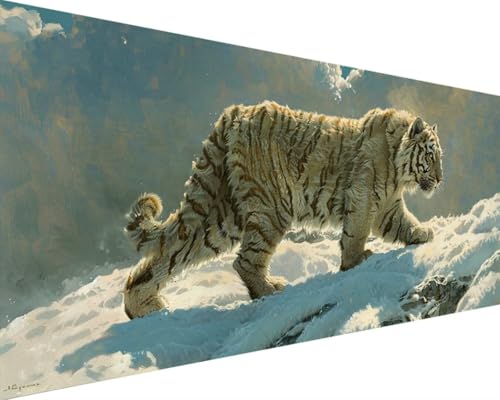 Diamond Painting Tiger Diamond Painting Bilder Kinder, Winter Diamond Painting Erwachsene Groß XXL 80x160cm, 5D Quadrat Diamond Art Stickerei Kreuzstich Basteln, Wandzimmer Deko Schlafzimmer P-5-D von Zgcoyeo