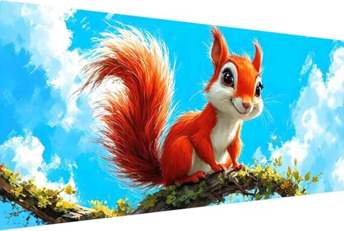 EichhöRnchen Malen Nach Zahlen Tier Malen Nach Zahlen Erwachsene Gerahmt Paint by Numbers, mit Pinseln und Acrylfarben Leinwand Art Kits Paint by Numbers Adult Home Haus Deko Geschenke 50x100cm -74k7 von Zgcoyeo