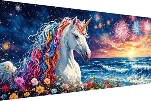 Einhorn Malen Nach Zahlen Erwachsene Rahmenlos Blume Malen Nach Zahlen XXL 50x100cm Paint by Numbers Adult mit Acrylfarben Set und 4 Pinsel Ölgemälde Leinwand Bastelset Heimdekoration Geschenke -80yB von Zgcoyeo