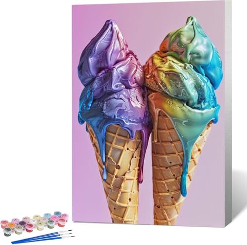 Eiscreme Malen Nach Zahlen SüßIgkeiten Malen Nach Zahlen Erwachsene Rahmenlos Paint by Numbers Kit, DIY Malen Nach Zahlen Kinder mit Pinseln und Acrylfarben, Heimdekoration Geschenke 100x135 cm 2-9 von Zgcoyeo