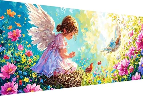 Engel Malen Nach Zahlen Blume Malen Nach Zahlen Erwachsene Rahmenlos Paint by Numbers, mit Pinseln und Acrylfarben Leinwand Kits Paint by Numbers Adult für Geschenke und Home Haus Deko 30x60cm -49hW von Zgcoyeo