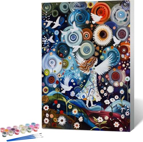 Engel Malen Nach Zahlen Blume Malen Nach Zahlen Erwachsene Rahmenlos Paint by Numbers Kit, DIY Malen Nach Zahlen Kinder mit Pinseln und Acrylfarben, für Geschenke und Heimdekoration 100x135 cm 0-6 von Zgcoyeo