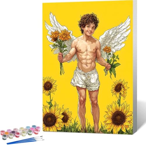 Engel Malen Nach Zahlen Blume Malen Nach Zahlen Erwachsene Rahmenlos Paint by Numbers Kit, DIY Malen Nach Zahlen Kinder mit Pinseln und Acrylfarben, für Geschenke und Heimdekoration 100x135 cm A-Y von Zgcoyeo