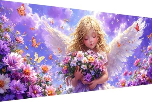 Engel Malen Nach Zahlen Erwachsene Rahmenlos Blume Malen Nach Zahlen XXL 100x200cm Paint by Numbers Adult mit Acrylfarben Set und 4 Pinsel Ölgemälde Leinwand Bastelset Heimdekoration Geschenke -815S von Zgcoyeo