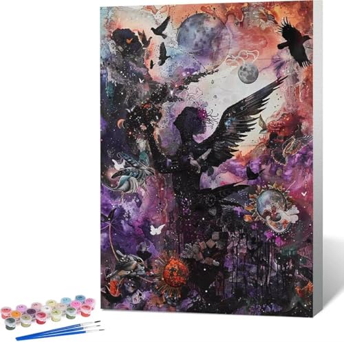 Engel Malen Nach Zahlen Frau Malen Nach Zahlen Erwachsene Rahmenlos Paint by Numbers Kit, DIY Malen Nach Zahlen Kinder mit Pinseln und Acrylfarben, für Geschenke und Heimdekoration 100x135 cm 6-O von Zgcoyeo