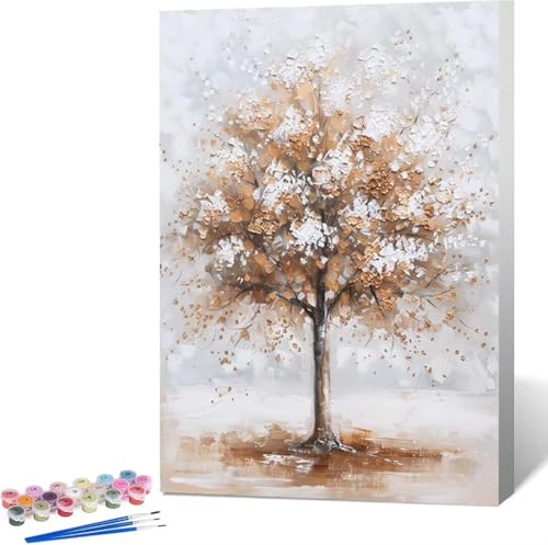 Fallen Malen Nach Zahlen Baum Malen Nach Zahlen Erwachsene Rahmenlos Paint by Numbers Kit, DIY Malen Nach Zahlen Kinder mit Pinseln und Acrylfarben, für Geschenke und Heimdekoration 30x40 cm 1-1 von Zgcoyeo