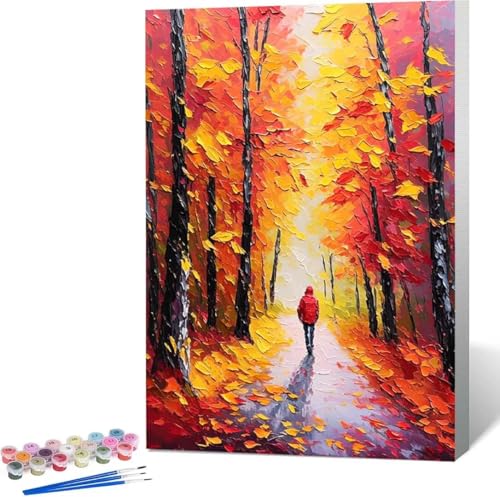 Fallen Malen Nach Zahlen Baum Malen Nach Zahlen Erwachsene Rahmenlos Paint by Numbers Kit, DIY Malen Nach Zahlen Kinder mit Pinseln und Acrylfarben, für Geschenke und Heimdekoration 70x95 cm 8-4 von Zgcoyeo