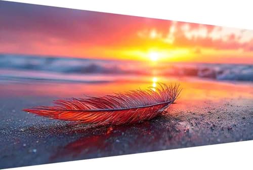 Feder Malen Nach Zahlen Sonnenuntergang Malen Nach Zahlen Erwachsene Gerahmt Paint by Numbers, mit Pinseln und Acrylfarben Leinwand Kits Paint by Numbers Adult Home Haus Deko Geschenke 30x60cm -48kD von Zgcoyeo